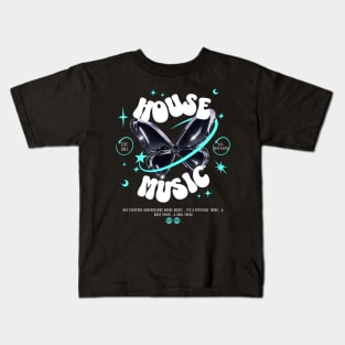 HOUSE MUSIC  - Butterfly Y2K Steez (white/blue) Kids T-Shirt